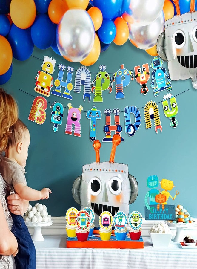Roaring Good Time 83 PCS Robot Birthday Party Decoration Robot Birthday Party Supplies Favors Cake Cupcake Decoration Robot Party Decorations for Baby Shower Party Supplies - Image 5